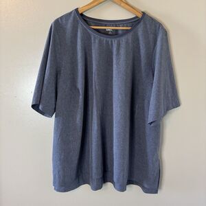 Lands End Womens Swim Top Blue Rash Guard Beach Cover Up Sz 2X